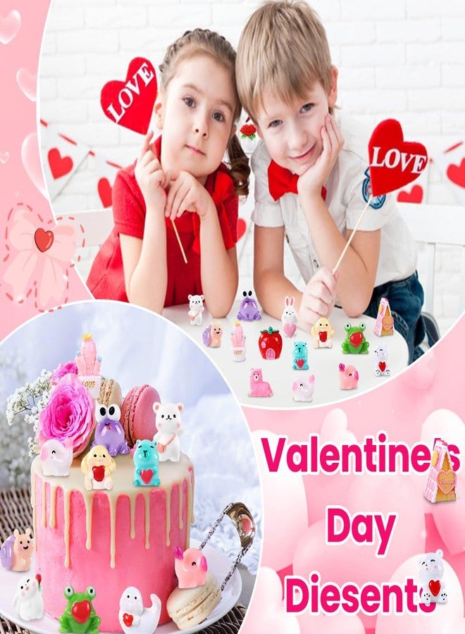 DULEFUN Valentine's Day Miniature Figurines, Valentines Mini Small Resin Animal Little Tiny Ducks Love Heart Figures for Dollhouse Home Micro Garden Landscape Decoration Craft Valentines Party Favors - Image 3